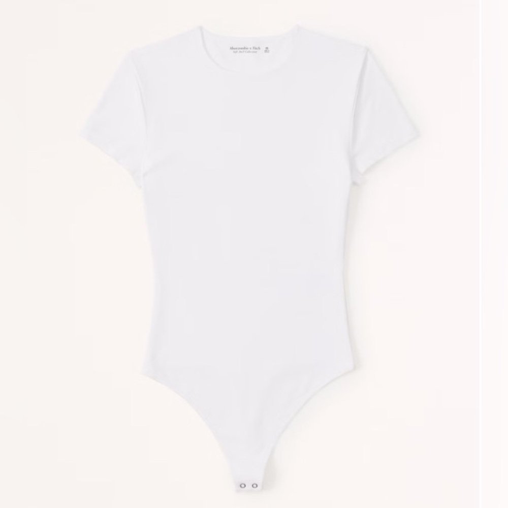 NEW Abercrombie & Fitch Short Sleeve Cotton-Blend Seamless Fabric Crew Bodysuit